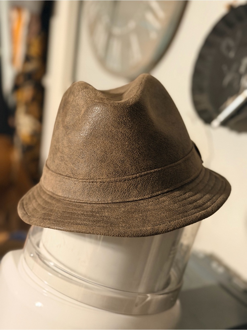 Henschel Hat Co USA Brown Suede Look Fedora Safari Hat Men’s Large